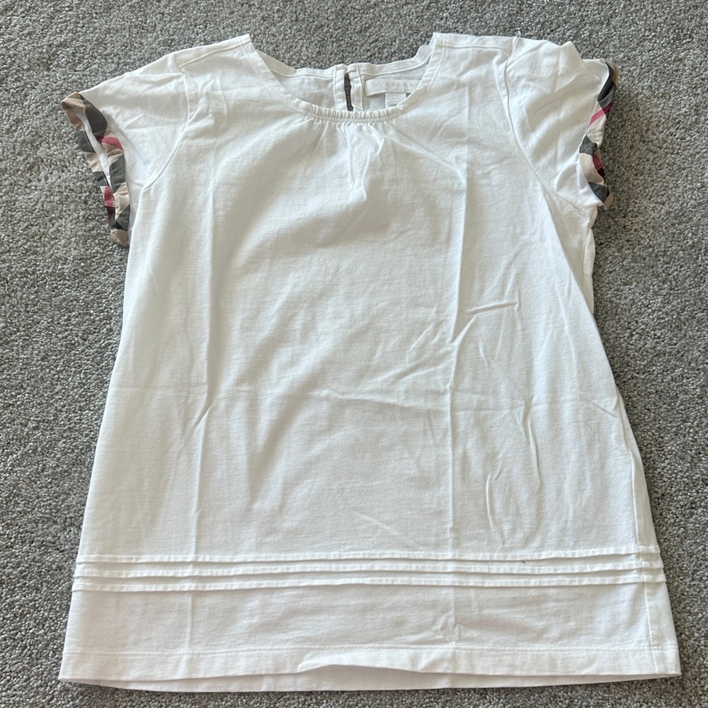 Burberry White Blouse with Patterned Accents